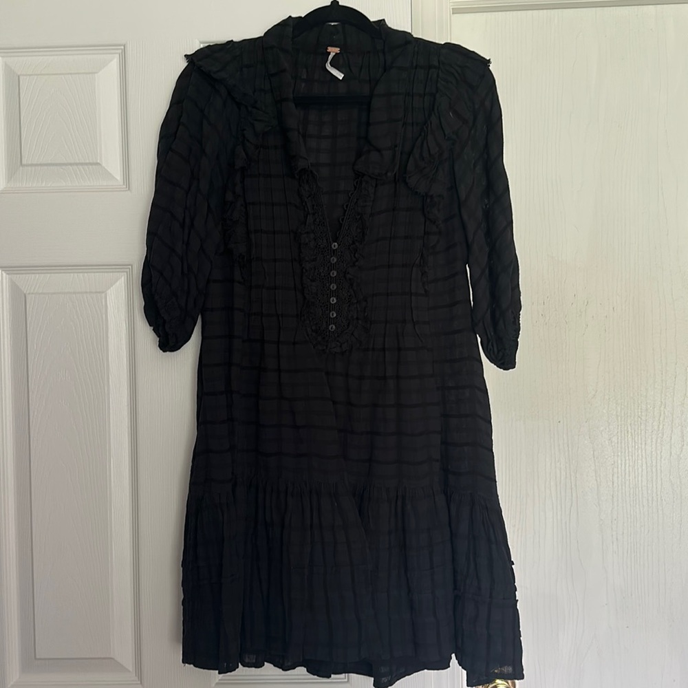 Cute Free People black dress!  Size small.  Worn one time! Excellent condition!